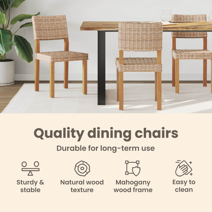 Spisestuestol 2 pcs Kubu rattan Naturfarvet 46 x 55 x 84 cm