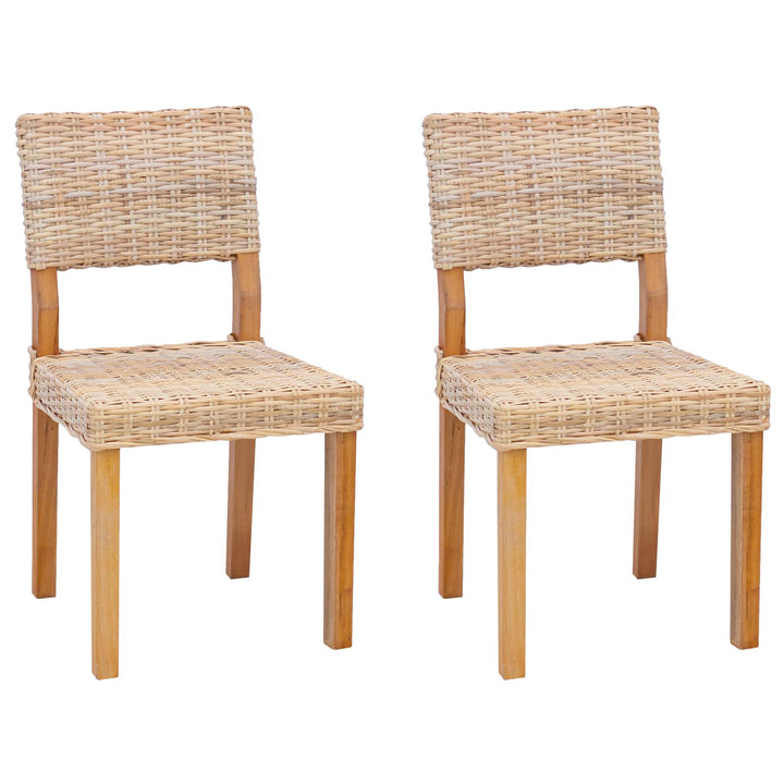 Spisestuestol 2 pcs Kubu rattan Naturfarvet 46 x 55 x 84 cm