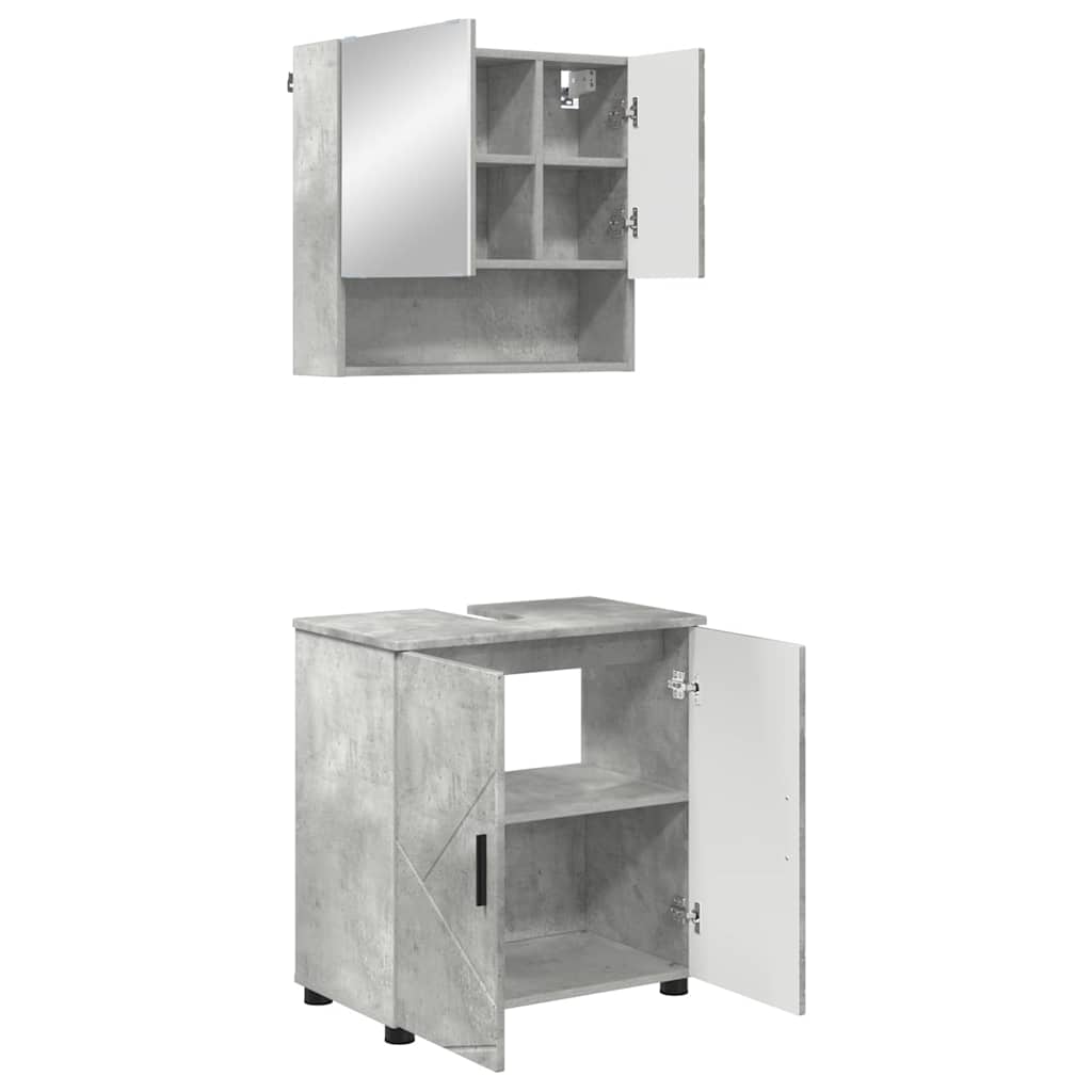 Badeværelsesmøbel sæt 2 pcs Beton Grå Konstrueret træ & Metal