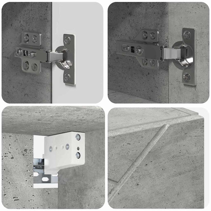 Badeværelsesmøbel sæt 4 pcs Beton Grå Konstrueret træ & Metal