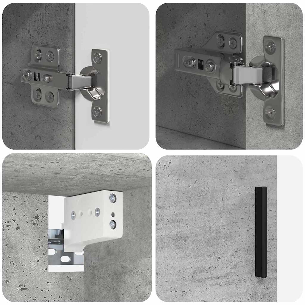 Badeværelsesmøbel sæt 4 pcs Beton Grå Konstrueret træ & Metal