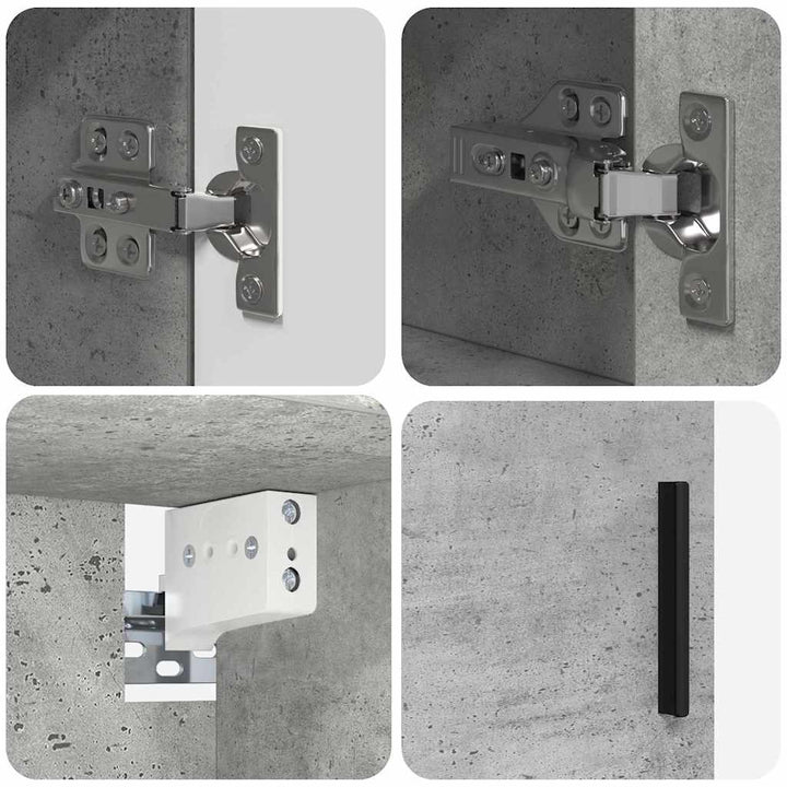 Badeværelsesmøbel sæt 4 pcs Beton Grå Konstrueret træ & Metal