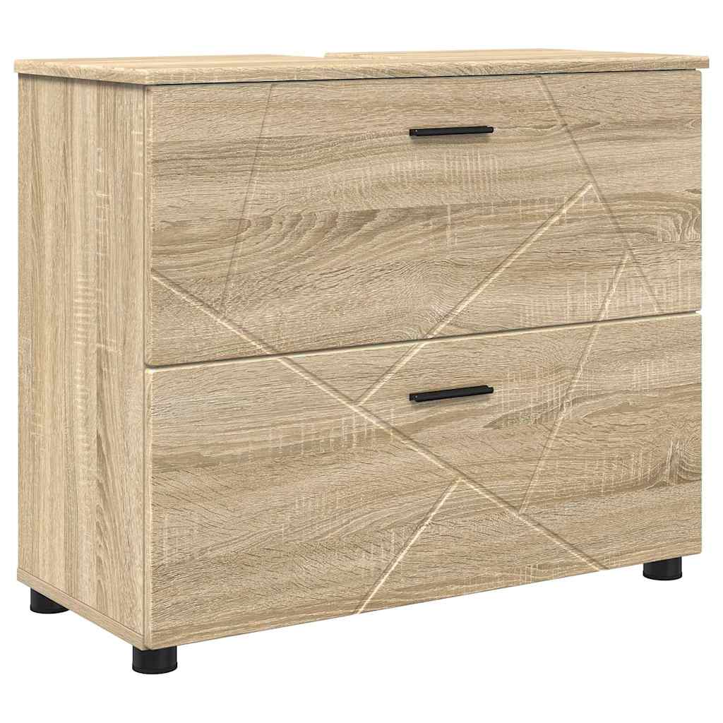 Badeværelsesmøbel sæt 4 pcs Sonoma eg Samlet træ og metal