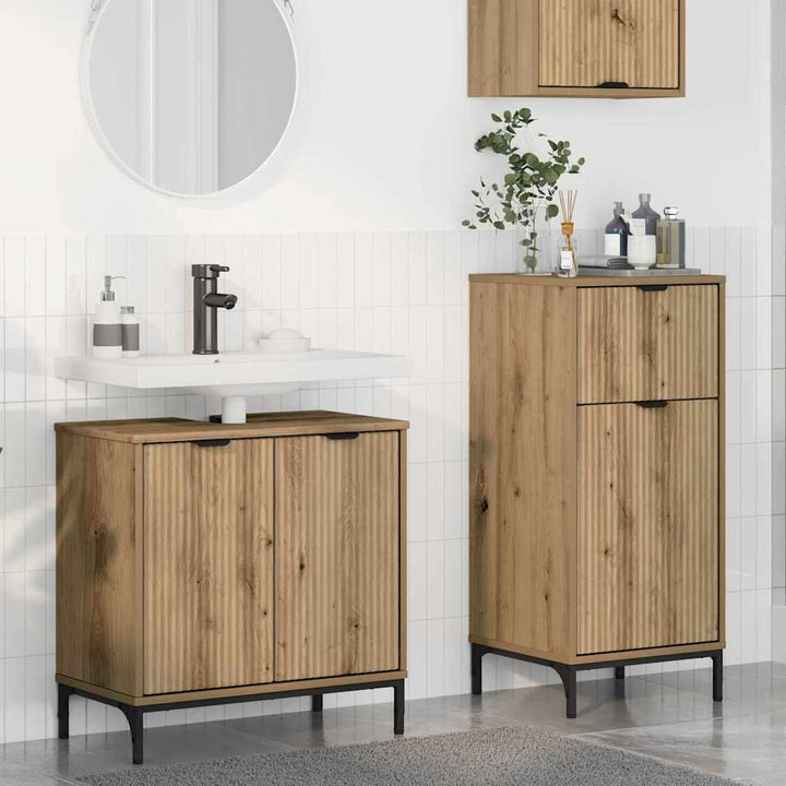 Badeværelsesmøbel sæt 2 pcs Artisan Egetræ Samlet træ og metal