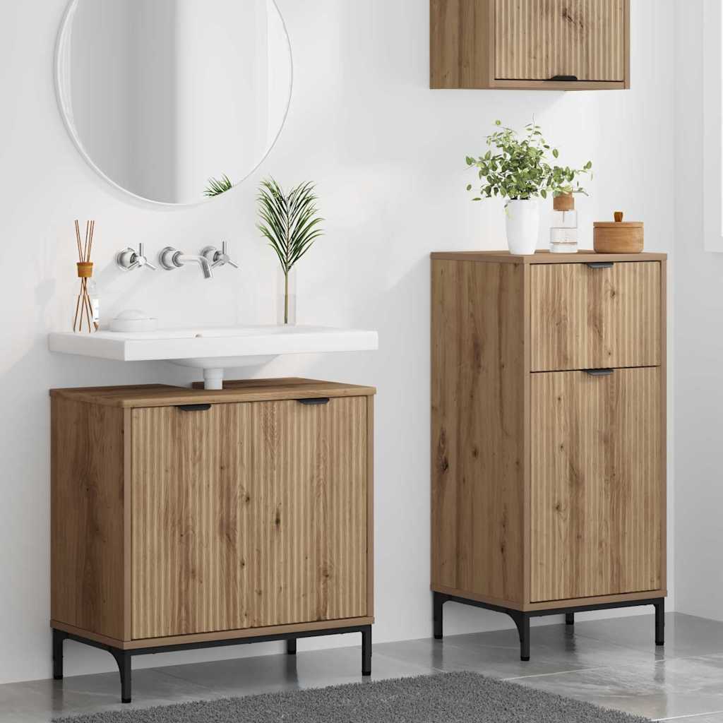 Badeværelsesmøbel sæt 2 pcs Artisan Egetræ Samlet træ og metal