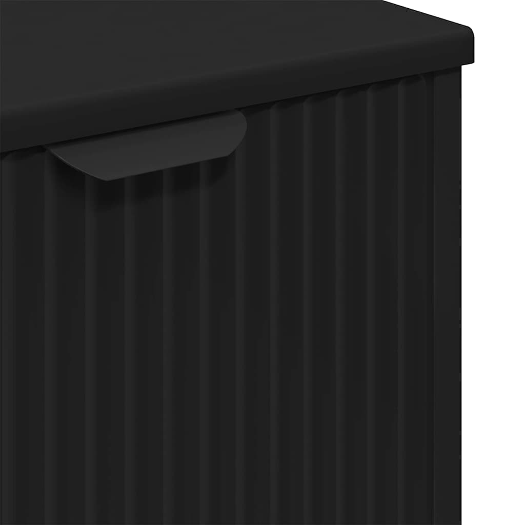 Badeværelsesmøbel sæt med skuffe 3 pcs Sort Samlet træ og metal