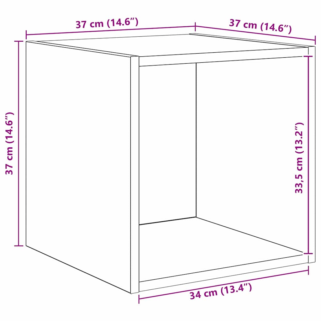 TV-møbelsæt Vægmonteret 4 pcs Sort eg Konstrueret træ