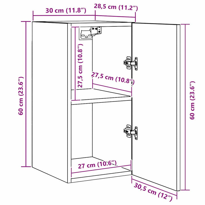 TV-møbelsæt 7 pcs Sort eg 30,5 x 30 x 60 cm Konstrueret træ