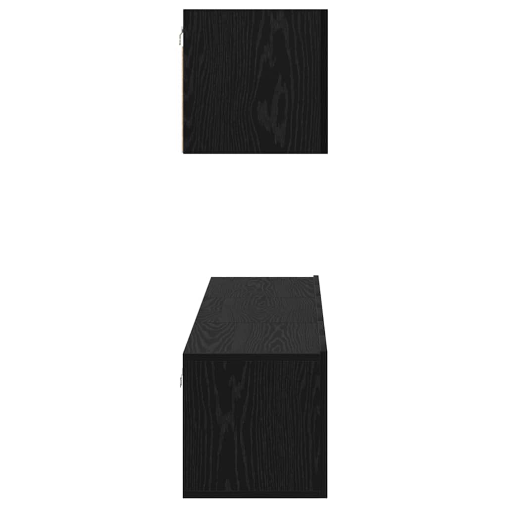 TV-møbelsæt Vægmonteret 4 pcs Sort eg Konstrueret træ