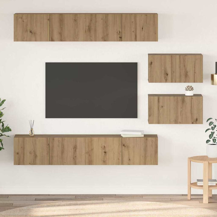 TV-møbelsæt 6 pcs Artisan Egetræ Konstrueret træ