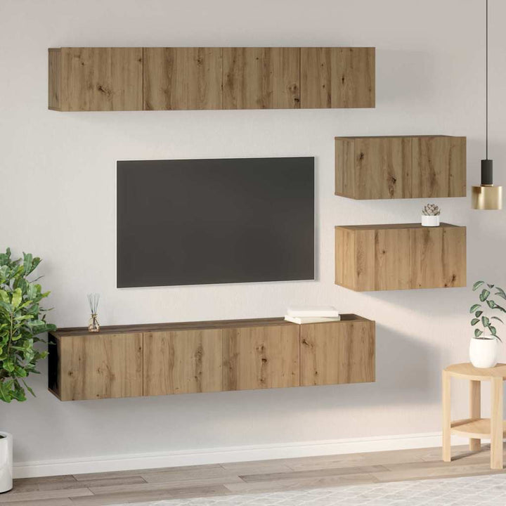 TV-møbelsæt 6 pcs Artisan Egetræ Konstrueret træ