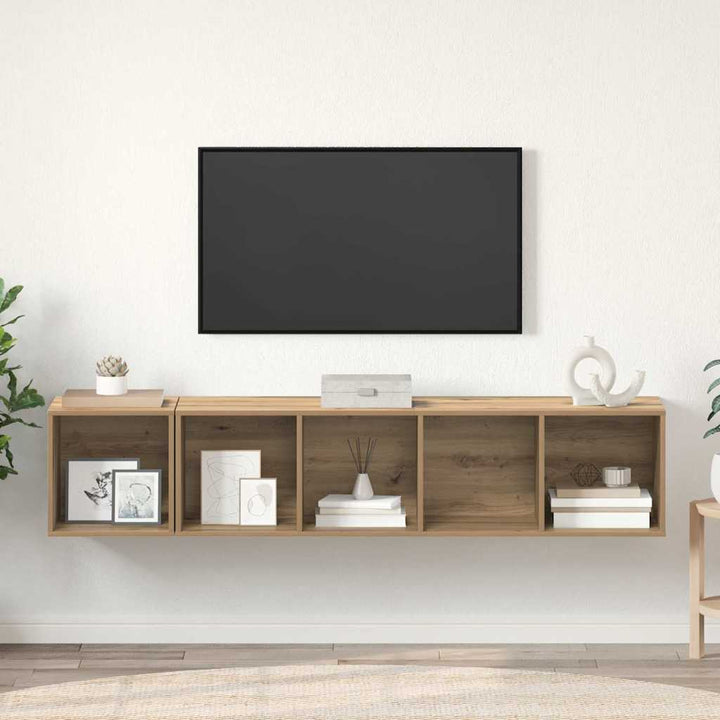 TV Skab Sæt 2 stk. Artisan Egetræ Konstrueret træ