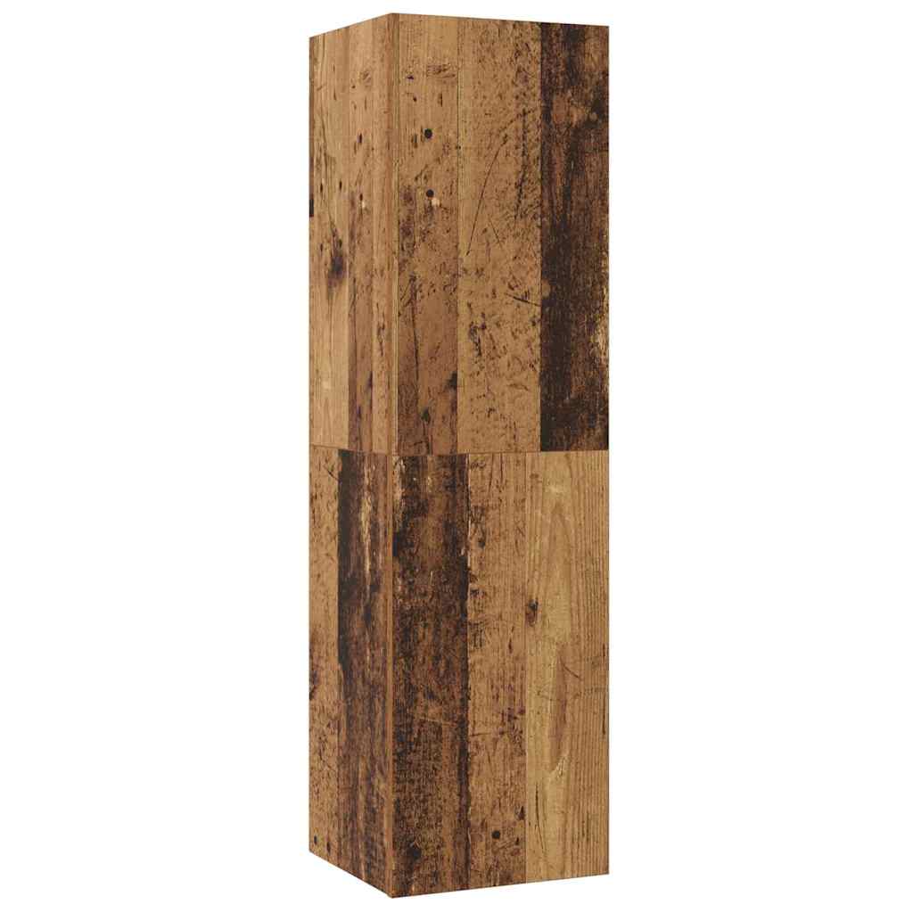 Væg TV Skab Vægmonteret 4 pcs Gammelt træ Konstrueret træ