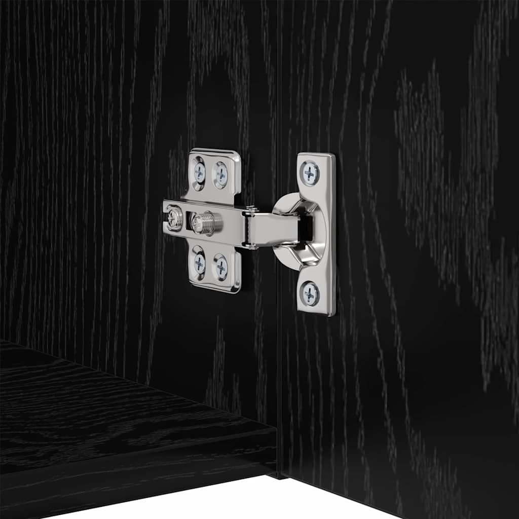 Væg TV Skab Vægmonteret 4 pcs Sort eg Konstrueret træ