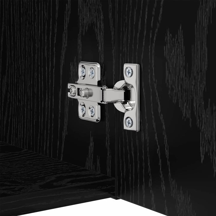 Væg TV Skab Vægmonteret 4 pcs Sort eg Konstrueret træ