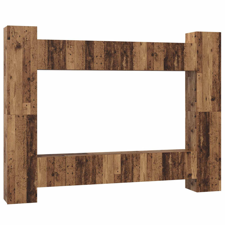 TV-møbelsæt Vægmonteret 10 pcs Gammelt træ 30,5 x 30 x 90 cm