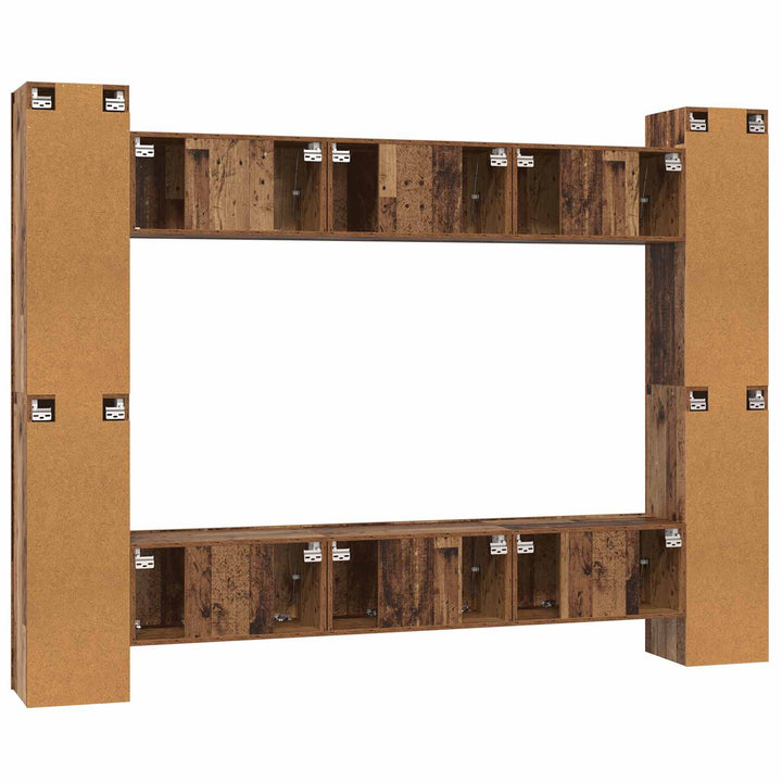 TV-møbelsæt Vægmonteret 10 pcs Gammelt træ 30,5 x 30 x 90 cm