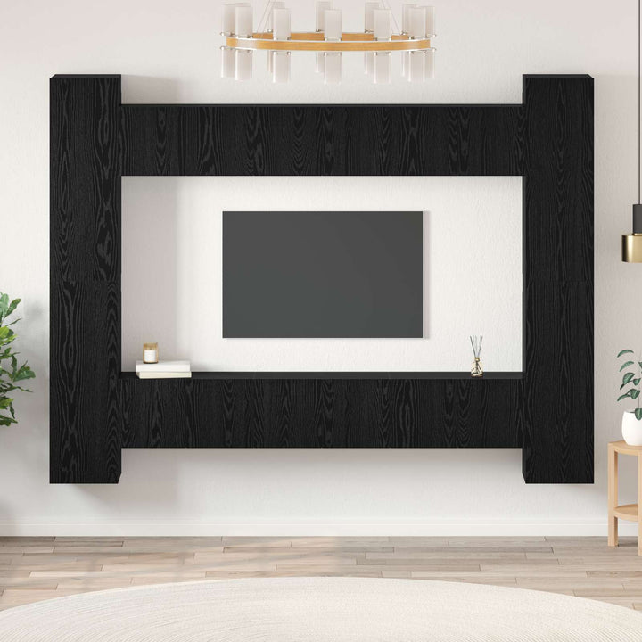 TV-møbelsæt 10 pcs Sort eg 30,5 x 30 x 90 cm Konstrueret træ