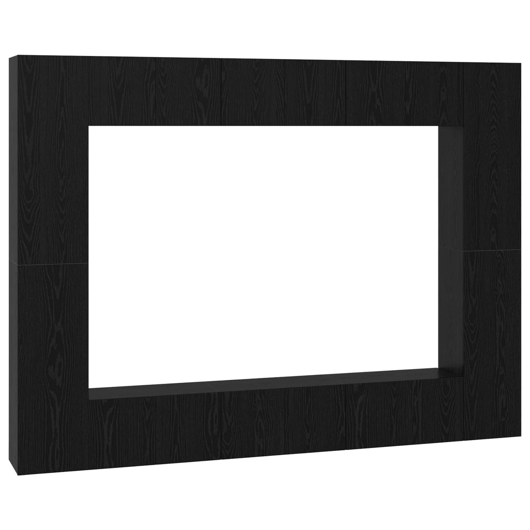TV-møbelsæt 10 pcs Sort eg 30,5 x 30 x 90 cm Konstrueret træ