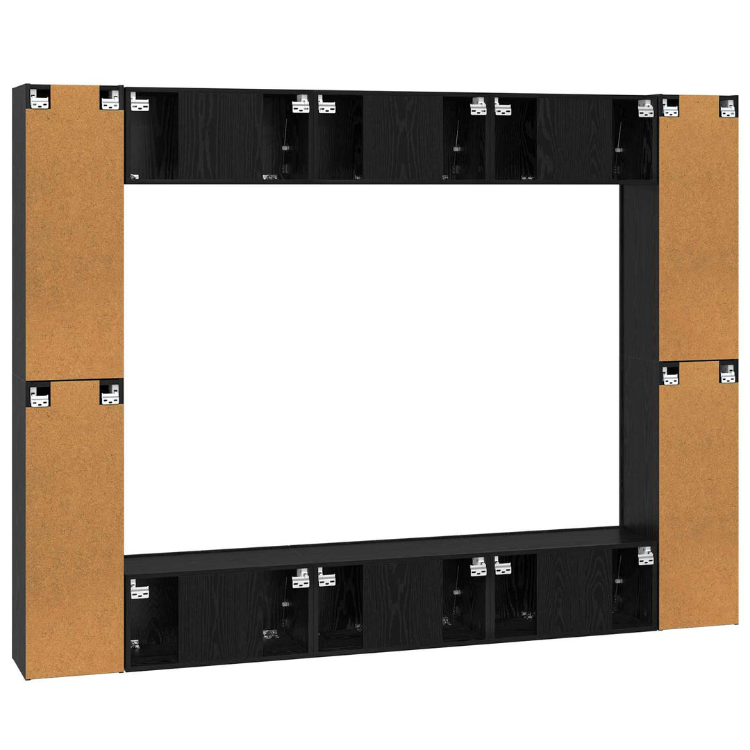TV-møbelsæt 10 pcs Sort eg 30,5 x 30 x 90 cm Konstrueret træ