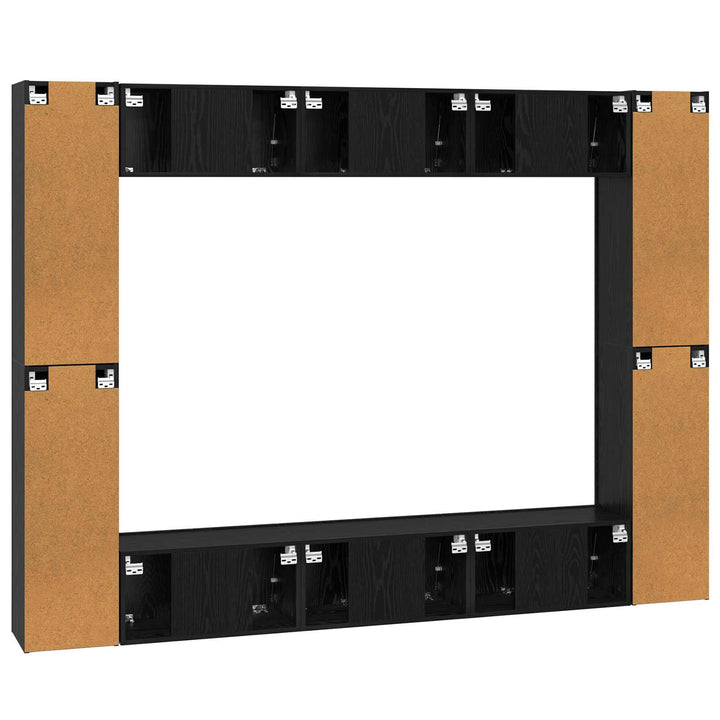 TV-møbelsæt 10 pcs Sort eg 30,5 x 30 x 90 cm Konstrueret træ