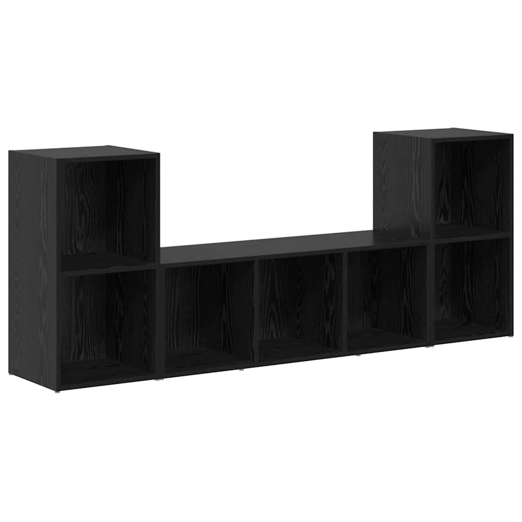 TV-møbelsæt Vægmonteret 3 pcs Sort Konstrueret træ