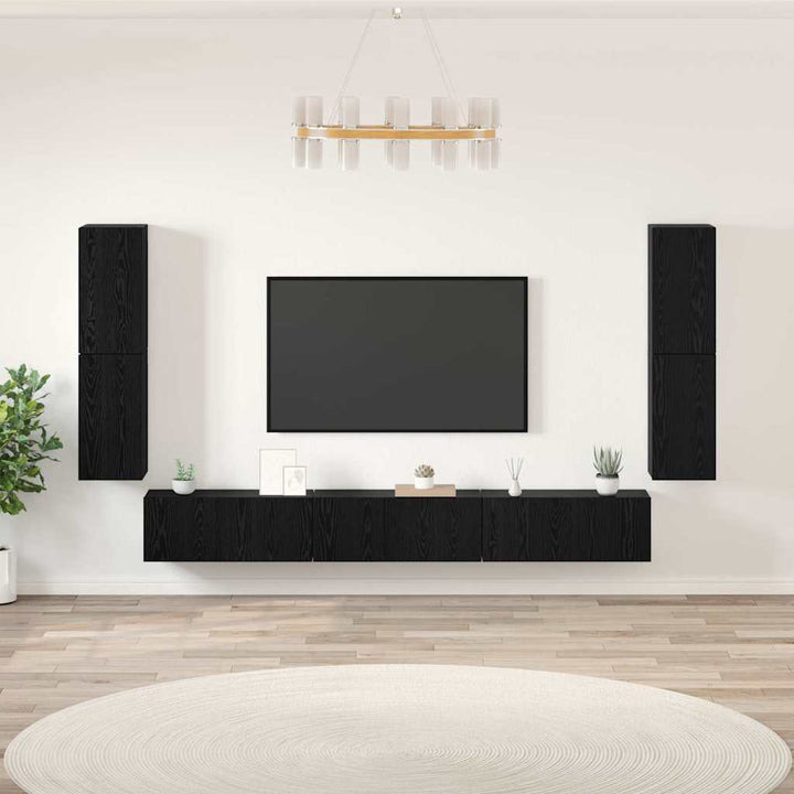 TV Enheder Vægmonteret 4 pcs Sort eg Konstrueret træ