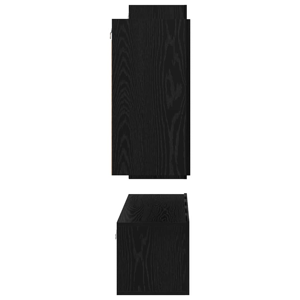 TV-møbelsæt Vægmonteret 4 pcs Sort eg Konstrueret træ