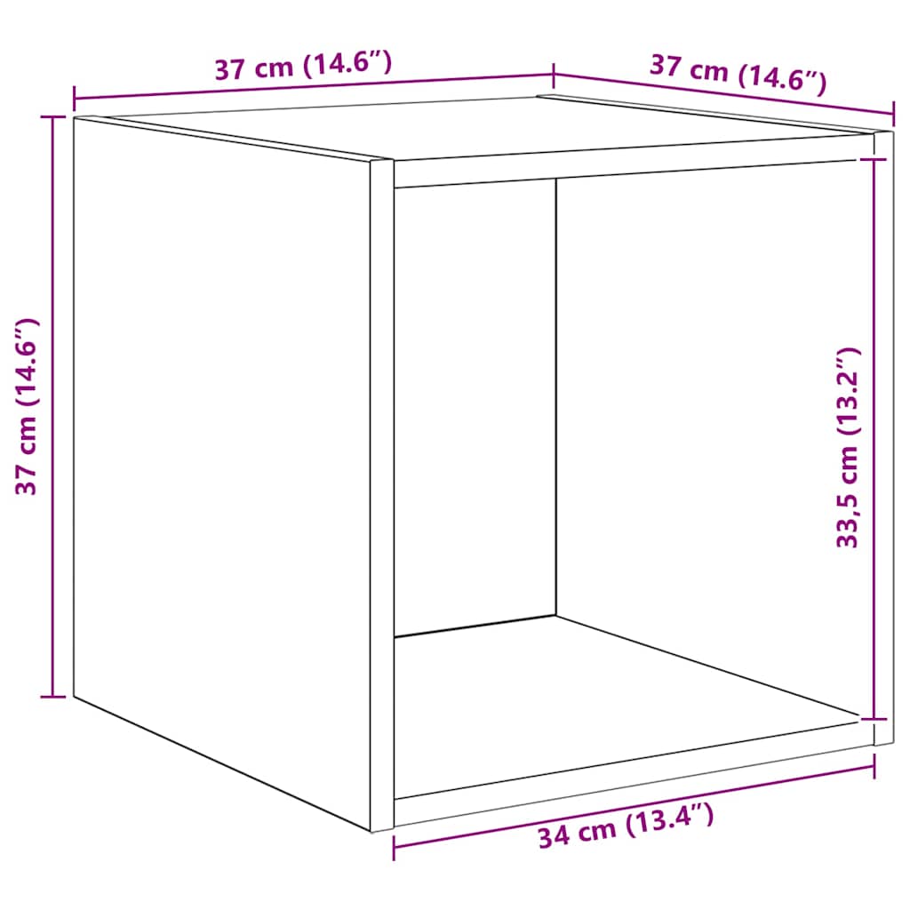 TV-møbelsæt Vægmonteret 4 pcs Sort eg Konstrueret træ