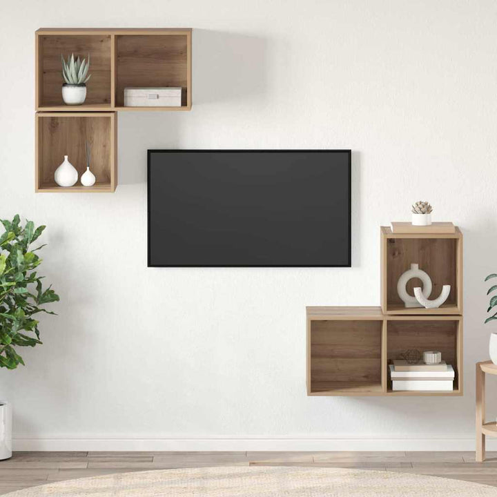TV-møbelsæt 4 pcs Artisan Egetræ Konstrueret træ