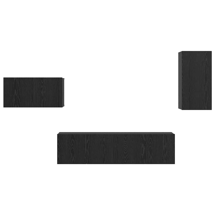 TV-møbelsæt med skuffe Vægmonteret Sort eg Konstrueret træ