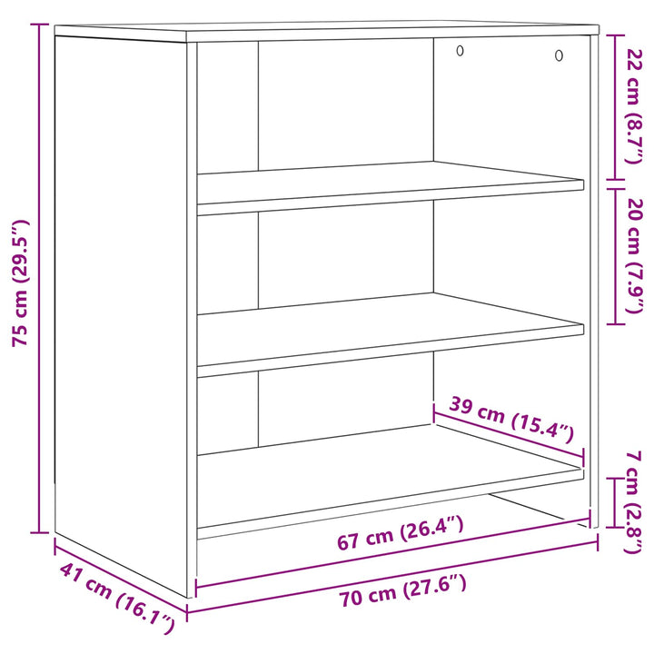 Sideboard 2 pcs Gammelt træ 70 x 41 x 75 cm Konstrueret træ