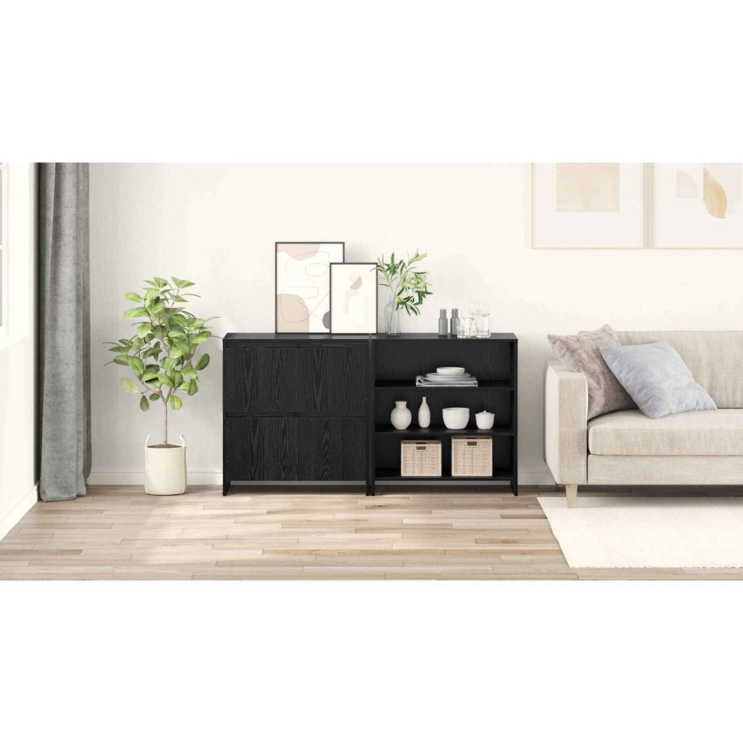 Sideboard 2 pcs Sort eg 70 x 41 x 75 cm Konstrueret træ