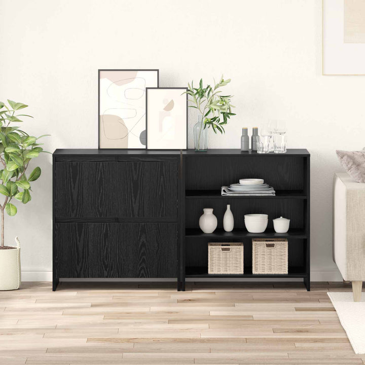 Sideboard 2 pcs Sort eg 70 x 41 x 75 cm Konstrueret træ