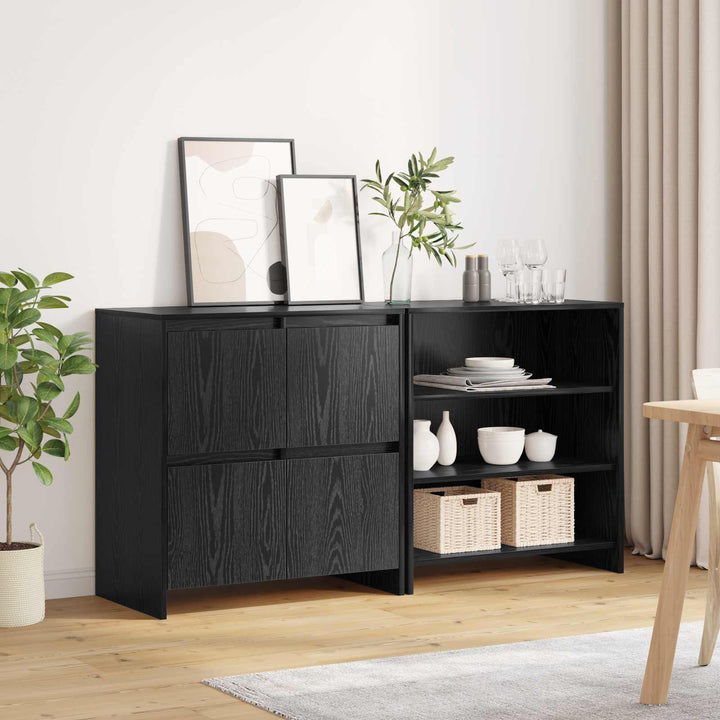 Sideboard 2 stk. Sort eg 70 x 41 x 75 cm Konstrueret træ