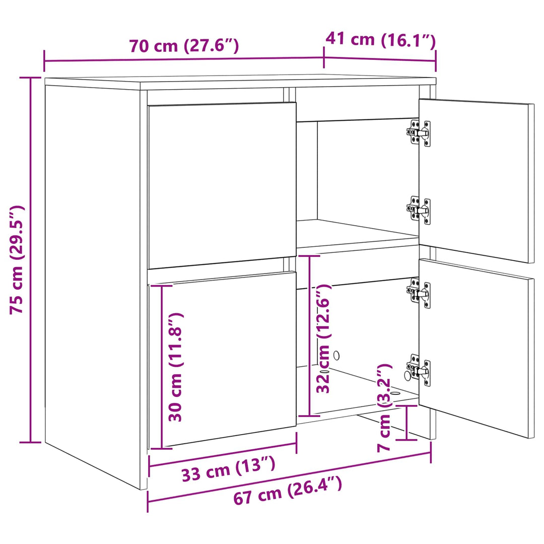 Sideboard 2 pcs Artisan Egetræ 70 x 41 x 75 cm Konstrueret træ