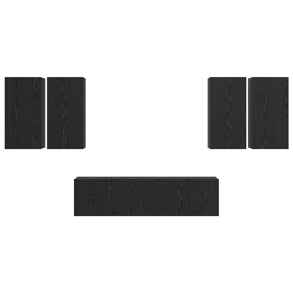 TV-møbelsæt Vægmonteret Sort eg Konstrueret træ