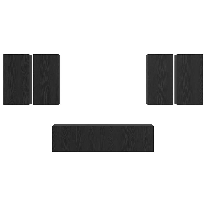 TV-møbelsæt Vægmonteret Sort eg Konstrueret træ