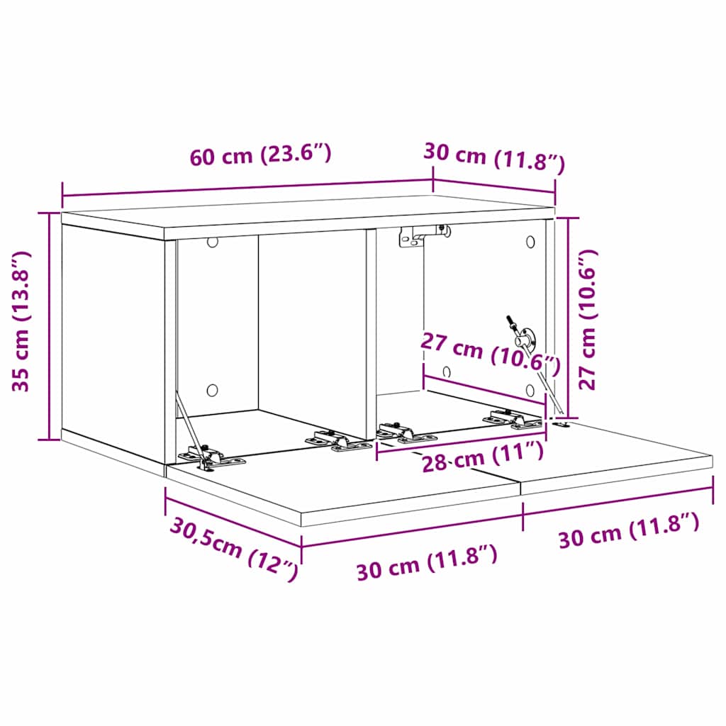 TV-møbelsæt Vægmonteret Artisan Egetræ Konstrueret træ