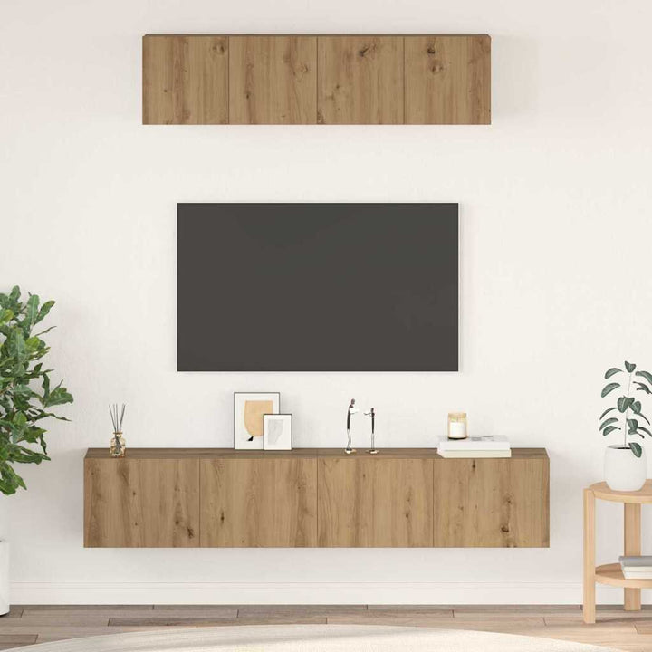 TV-møbelsæt 4 pcs Artisan Egetræ Konstrueret træ