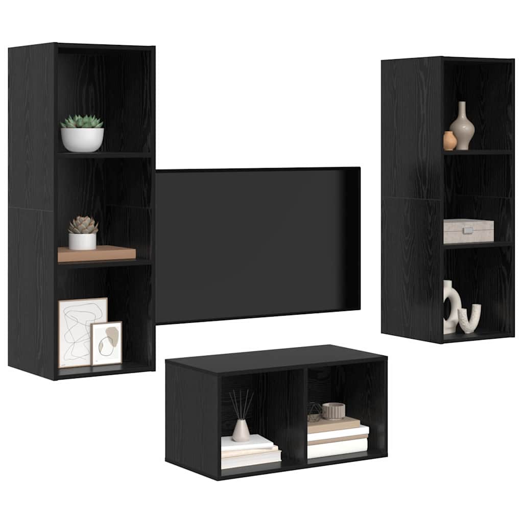 TV-møbelsæt Sort eg 37 x 37 x 107 cm Konstrueret træ