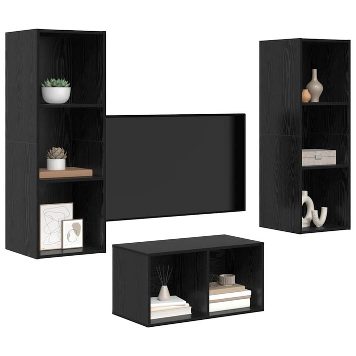 TV-møbelsæt Sort eg 37 x 37 x 107 cm Konstrueret træ