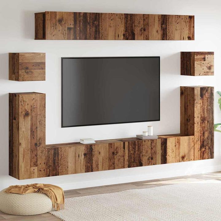 TV Enheder Vægmonteret 4 pcs Gammelt træ Konstrueret træ
