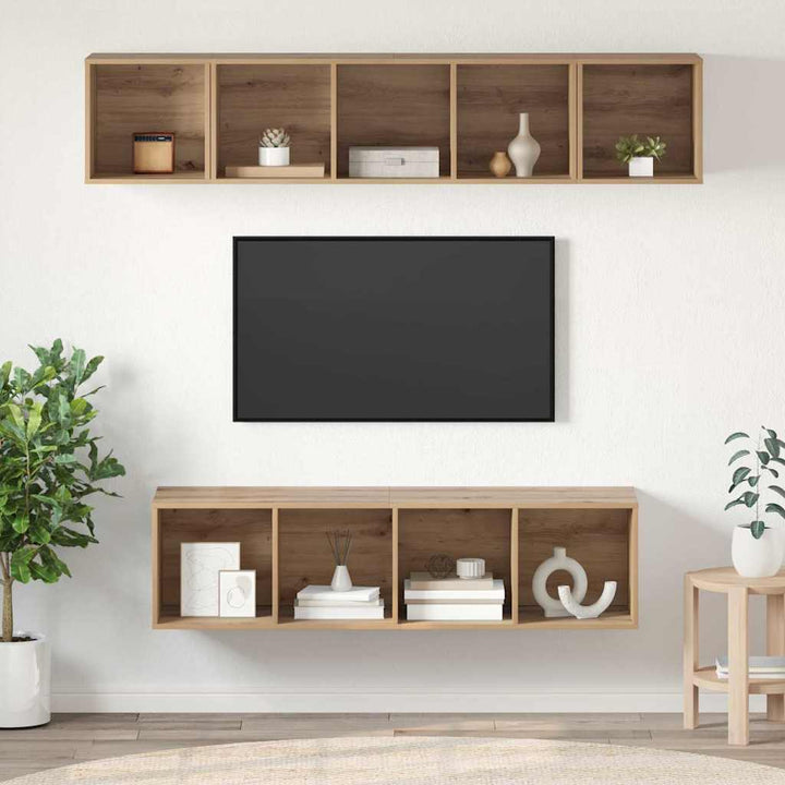 TV-møbelsæt 4 pcs Artisan Egetræ Konstrueret træ