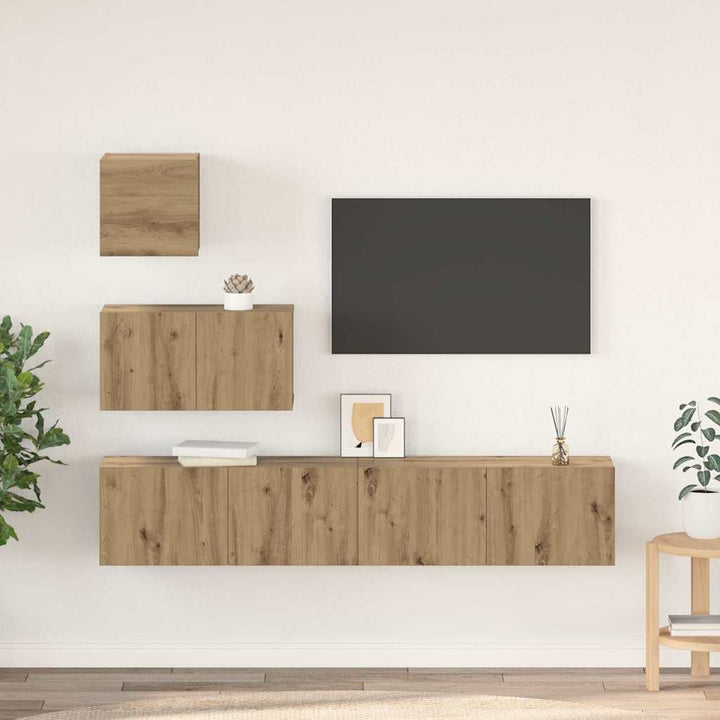 TV-møbelsæt 4 pcs Artisan Egetræ Konstrueret træ