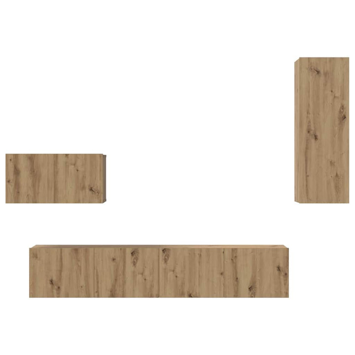 Væg TV Skab 4 pcs Artisan Egetræ Konstrueret træ