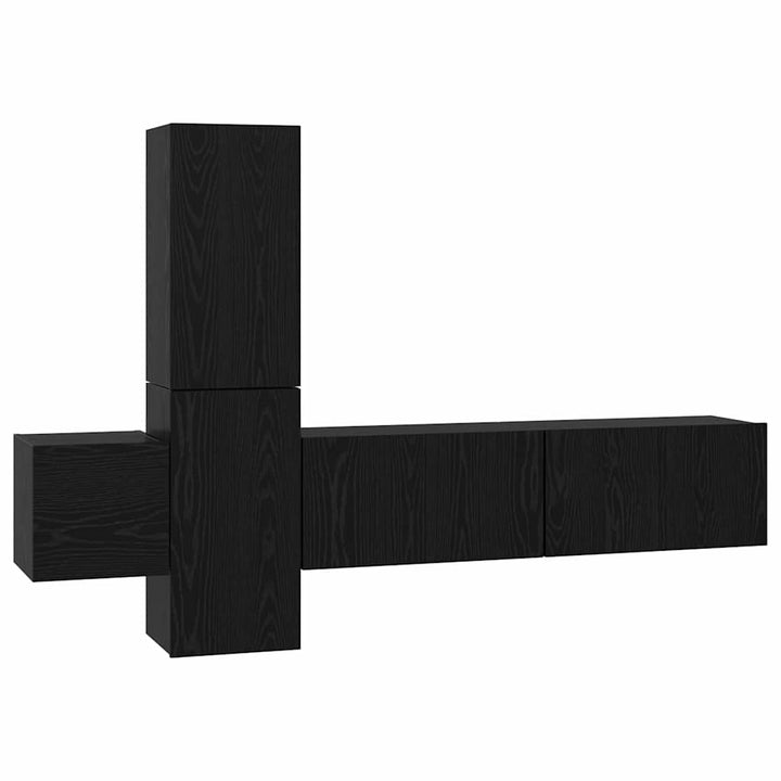 TV-møbelsæt Vægmonteret 5 pcs Sort eg Konstrueret træ