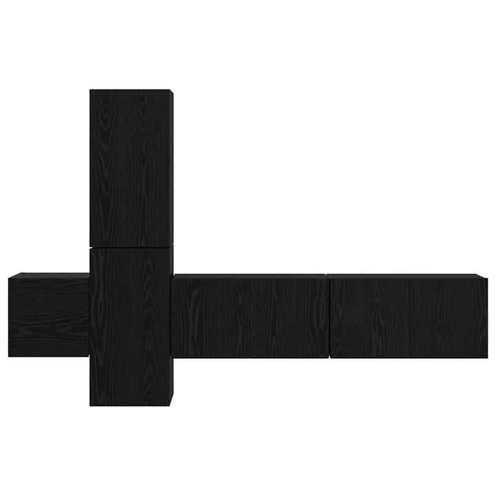 TV-møbelsæt Vægmonteret 5 pcs Sort eg Konstrueret træ