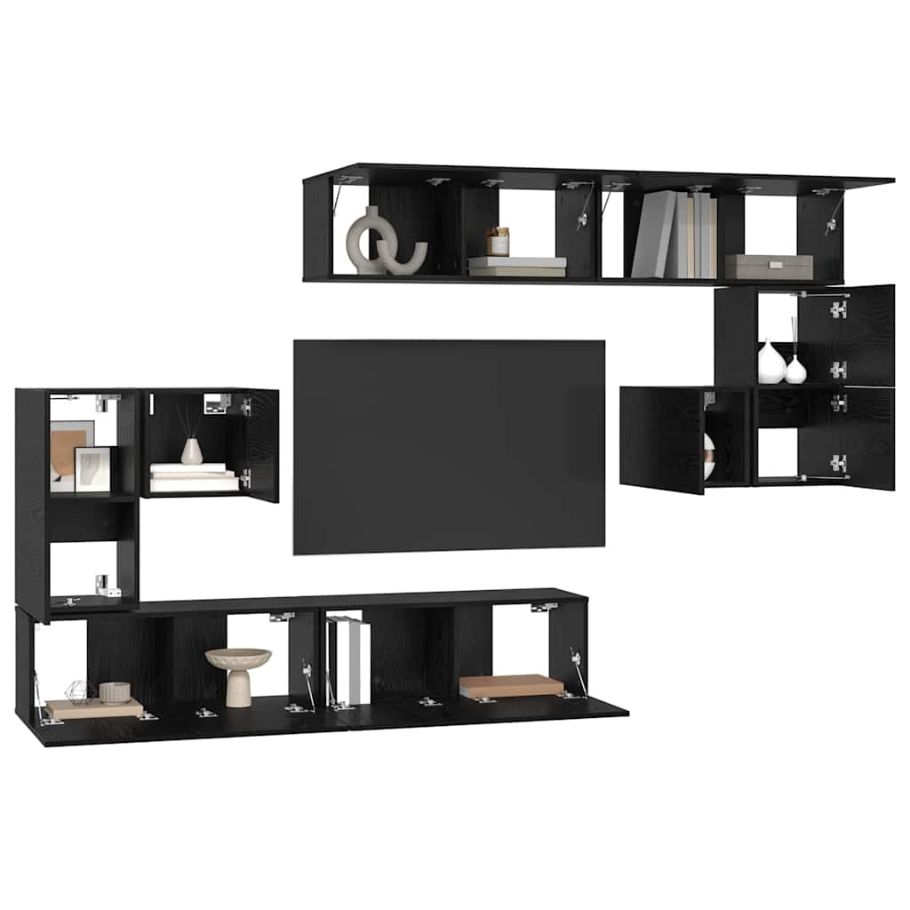 TV Enheder Vægmonteret 4 pcs Sort eg Konstrueret træ