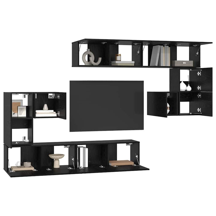 TV Enheder Vægmonteret 4 pcs Sort eg Konstrueret træ